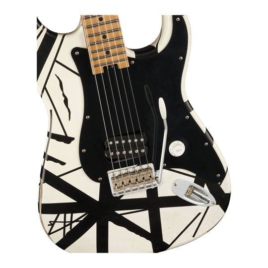 EVH Striped Series '78 Eruption, Maple Fingerboard, White with Black Stripes Relic