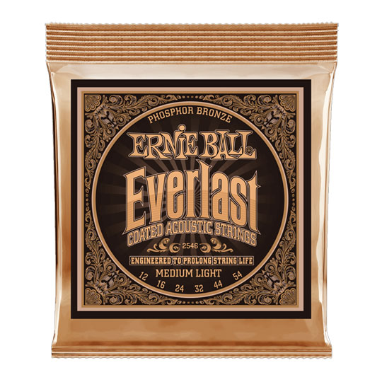 Ernie Ball Everlast Coated Phosphor Bronze Medium Light Gauge 12-54 Acoustic Guitar Strings