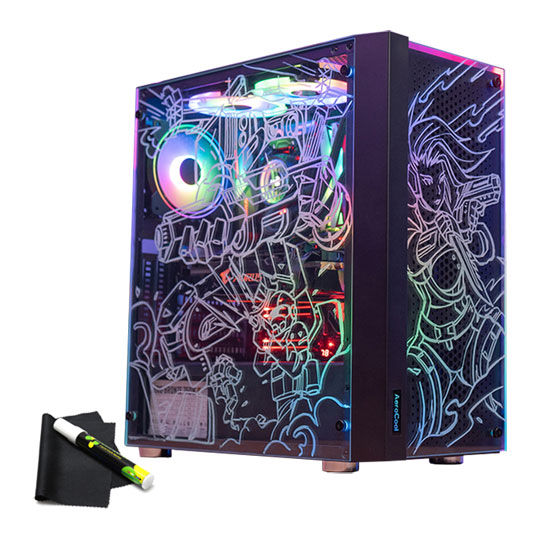 AeroCool Skribble ARGB Tempered Glass Mid Tower Gaming Case inc 3 x 120mm Fans : image 1