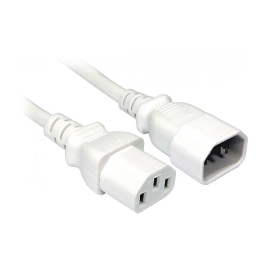 Xclio 3m Mains Extension C13 to C14 Power Cable/Connector - White