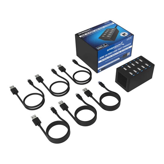 Sabrent 60 Watt (12 Amp) 10-Port Smart USB Rapid Charger