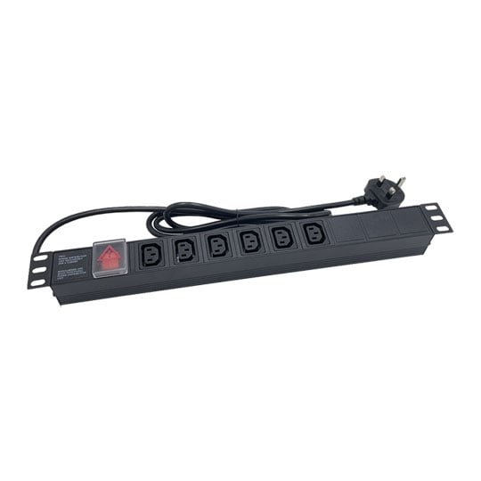 Powercool 1U PDU Horizontal Type 6Way IEC C19 1.8m, UK Plug