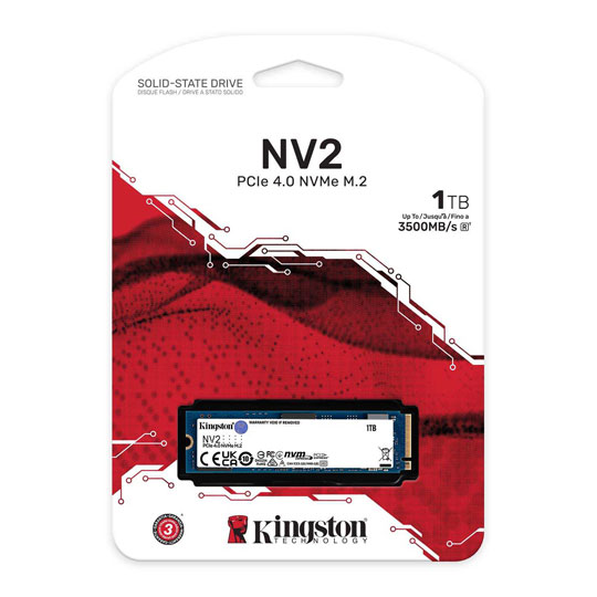 (新商品)Kingston NV2 1TB M.2 SSD⑵ Kingston NV2 1TB M.2 2280 NVMe PCIe 4.0 Internal SSD Up to 3500 MB