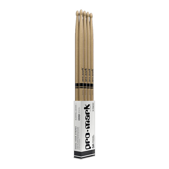 ProMark Classic Forward 5A Hickory Drumsticks, Oval Wood Tip, 4-Pack