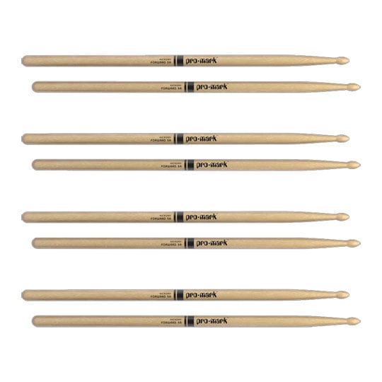 ProMark Classic Forward 5A Hickory Drumsticks, Oval Wood Tip, 4-Pack