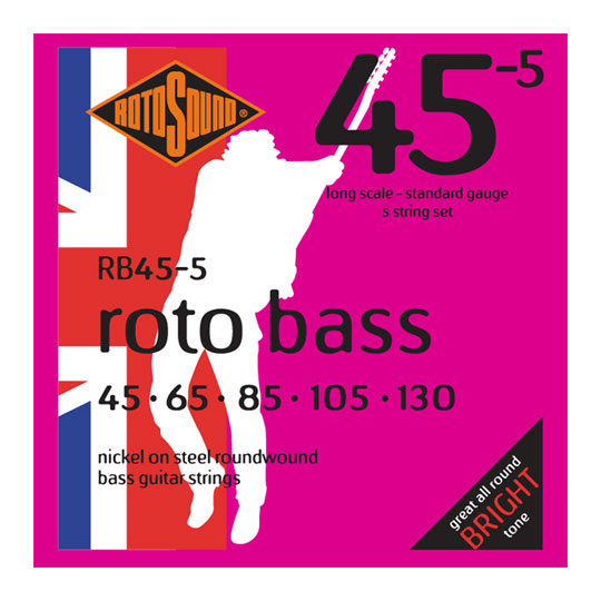 Rotosound Roto Bass Nickel 5-String Standard Long Scale Bass Strings (45-130) RB45-5