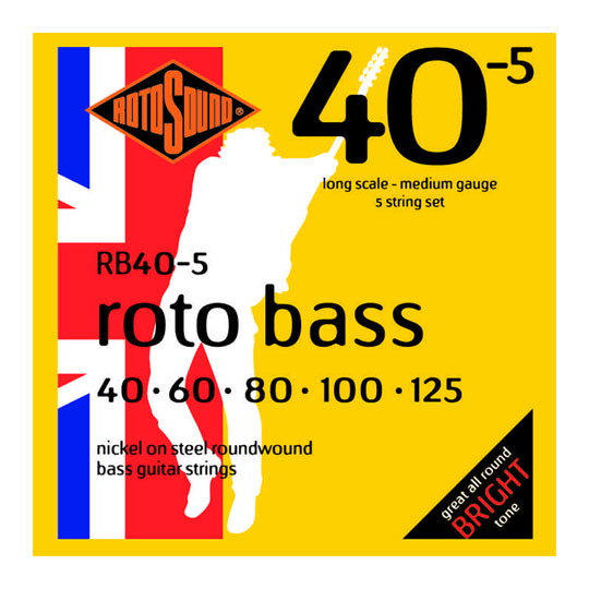 Rotosound Roto Bass Nickel 5-String Medium Long Scale Bass Strings (40-125) RB40-5