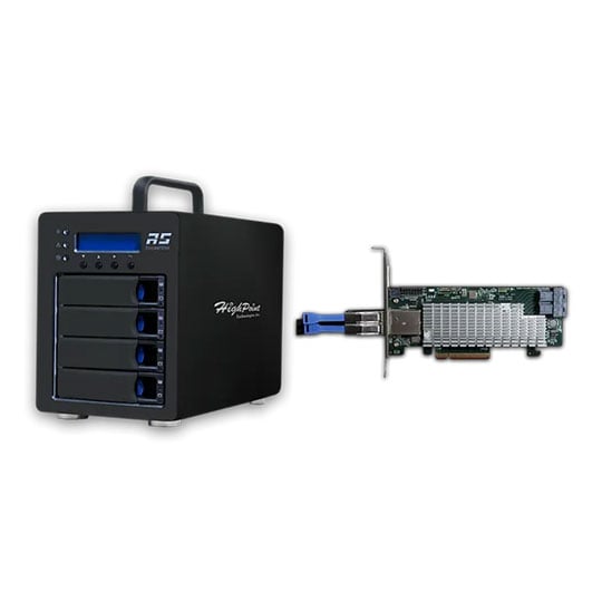 HighPoint RocketStor 6434TS 4 Bay 12Gb/s SAS Hardware RAID Tower Enclosure HDD/SSD