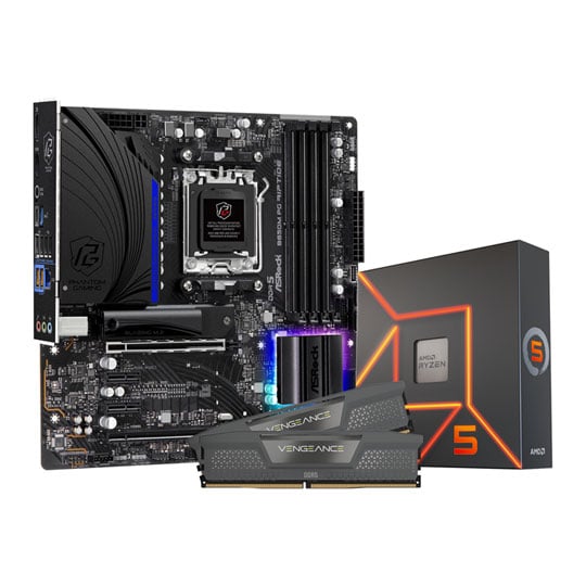 ASRock B650M PG Riptide + AMD Ryzen 5 7600X CPU + 32GB