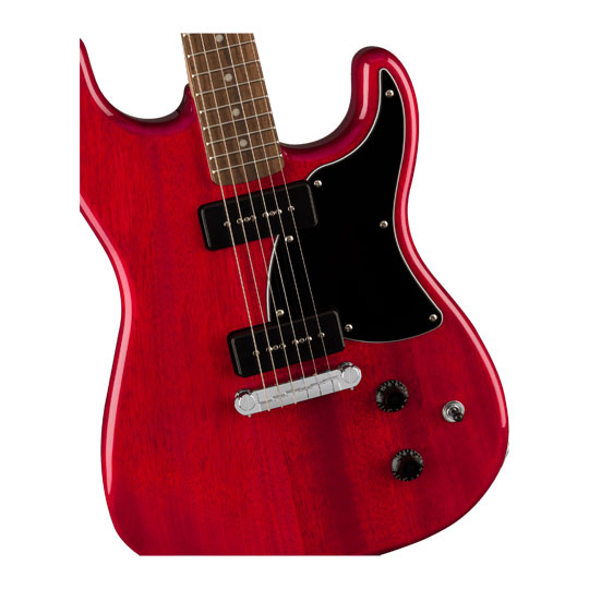 Squier - Paranormal Strat-O-Sonic, Laurel Fingerboard, Black Pickguard, Crimson Red Transparent
