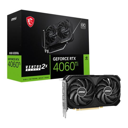 MSI NVIDIA GeForce RTX 4060 Ti 8GB VENTUS 2X BLACK OC Ada Lovelace Graphics Card : image 1