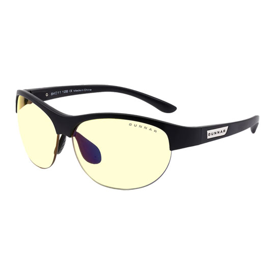 GUNNAR Optiks 6-Siege Ash Blue Light Filter Blue/UV Light Blocking Glasses Onyx Frame, Amber Tint