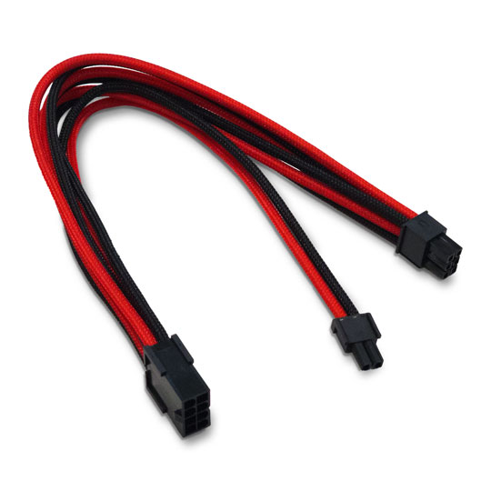 Xclio Black and Red 6+2 Pin Braided PCIe Cable