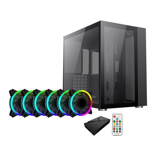 GameMax Infinity Black Tempered Glass Mid-Tower ATX Case + ARGB Fans Bundle GameMax Infinity Black Tempered Glass Mid-Tower ATX Case + ARGB Fans Bundle