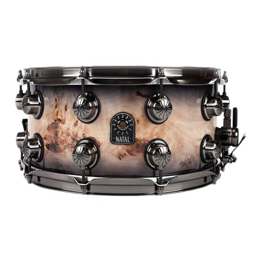 Natal 14" x 7" Mappa Burl Snare Drum (Black Smoked Gloss)