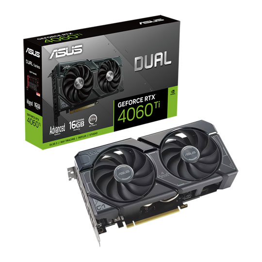 ASUS NVIDIA GeForce RTX 4060 Ti 16GB DUAL Advanced Ada Lovelace Graphics Card LN138470 DUAL RTX4060TI A16G SCAN UK