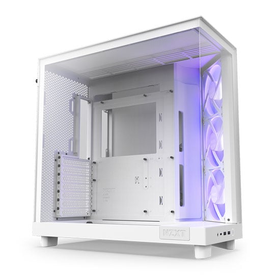 NZXT H6 Flow RGB White Compact Dual-Chamber Tempered Glass PC Case