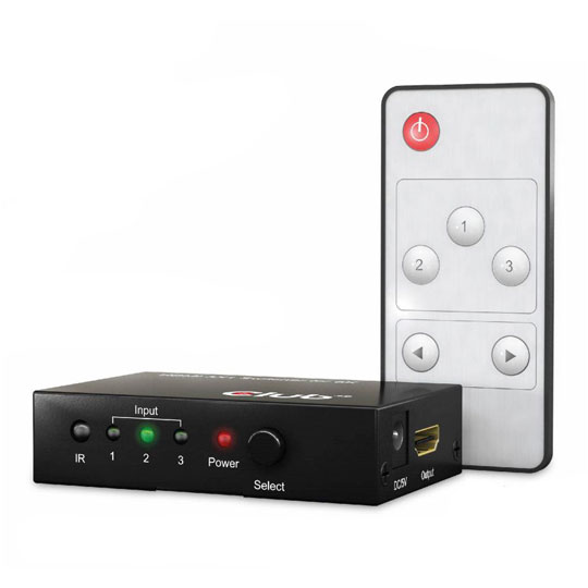 Club 3D 3 to 1 HDMI Switch with Remote Control
