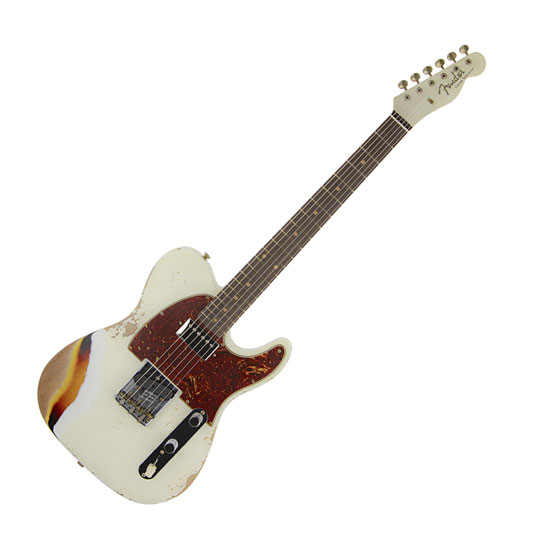 Fender 2023 Limited Edition Reverse 1960 Tele Custom Shop Heavy Relic, Aged Olympic White 3-Colour