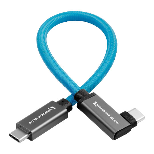 Kondor Blue USB C To USB C High Speed Cable Right Angle 8.5