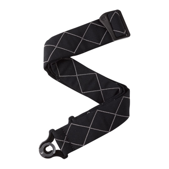 D'Addario Auto Lock Guitar Strap Black Padded Diamonds