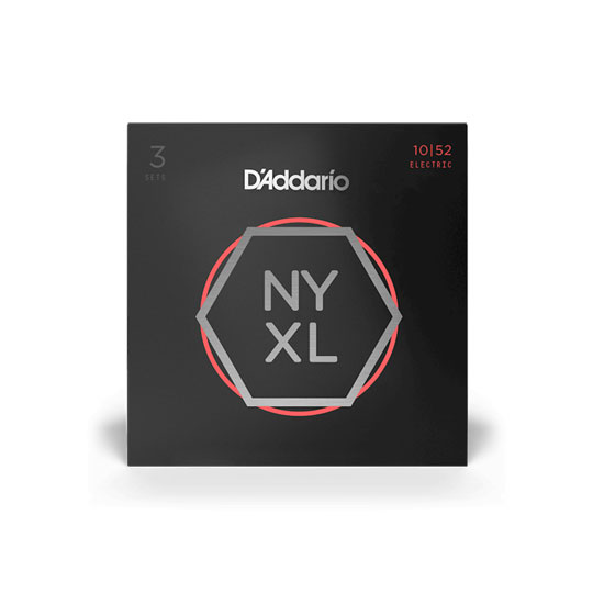 D'Addario NYXL1052-3P Electric Guitar Strings, Light Top / Heavy Bottom, 10-52, 3 Sets