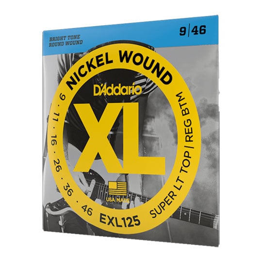 D'Addario EXL125 Nickel Wound Electric Guitar Strings, Super Light Top/ Regular Bottom, 09-46