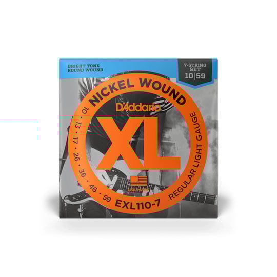 D'Addario EXL110-7 7-String Nickel Wound Electric Guitar Strings, Regular Light, 10-59 D'Addario EXL110-7 7-String Nickel Wound Electric Guitar Strings, Regular Light, 10-59