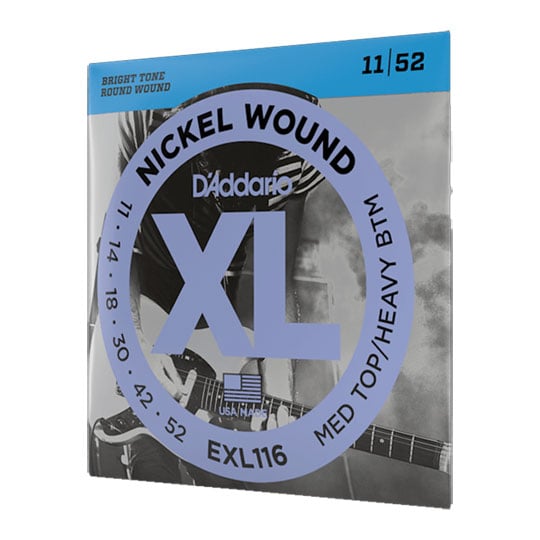 D'Addario EXL116 Nickel Wound Electric Guitar Strings, Medium Top/Heavy Bottom, 11-52