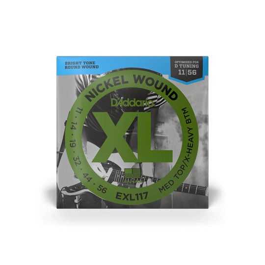 D'Addario EXL117 Nickel Wound Electric Guitar Strings, Medium Top/Extra-Heavy Bottom, 11-56 D'Addario EXL117 Nickel Wound Electric Guitar Strings, Medium Top/Extra-Heavy Bottom, 11-56