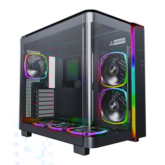 Montech KING 95 PRO Black Mid Tower Dual Chamber Case with 6 ARGB Fans and 10 Port ARGB Hub