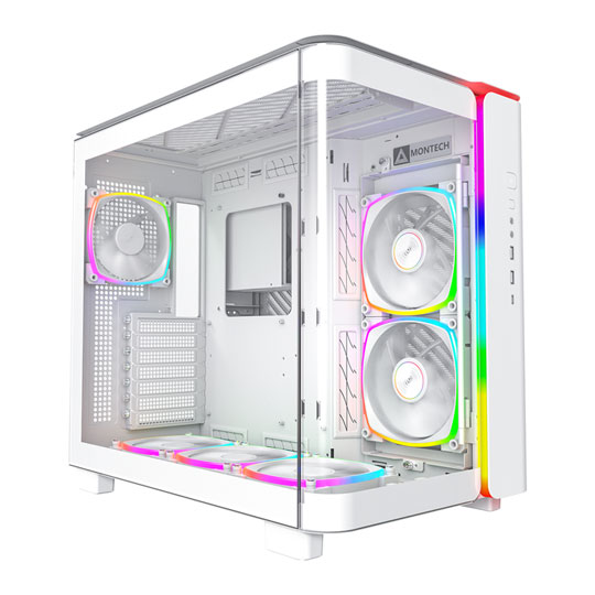 Montech KING 95 PRO White Dual Chamber Mid Tower PC Case with 6 ARGB Fans + 10 Port ARGB Hub