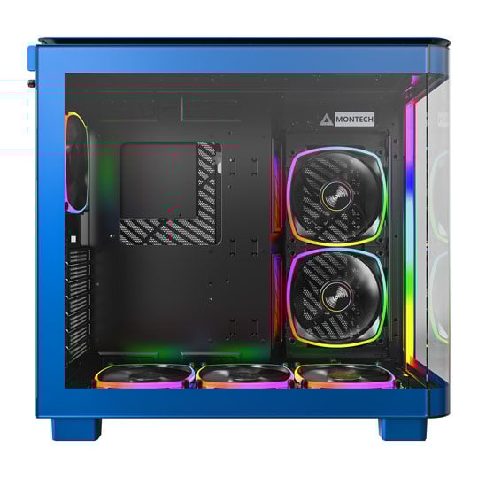 Montech KING 95 PRO Blue Mid Tower TG Dual Chamber PC Case inc 10 Fan Hub