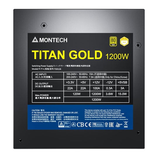 Montech TITAN GOLD 1200W 80+ Cybernetics Gold PCIE 5 Fully Modular Ultra QUIET Power Supply ATX3.0 : image 3