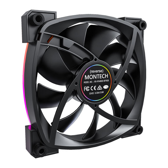 Montech RX140 PWM Black 140mm Reversible ARGB Case Fan LN140876 - RX140 ...