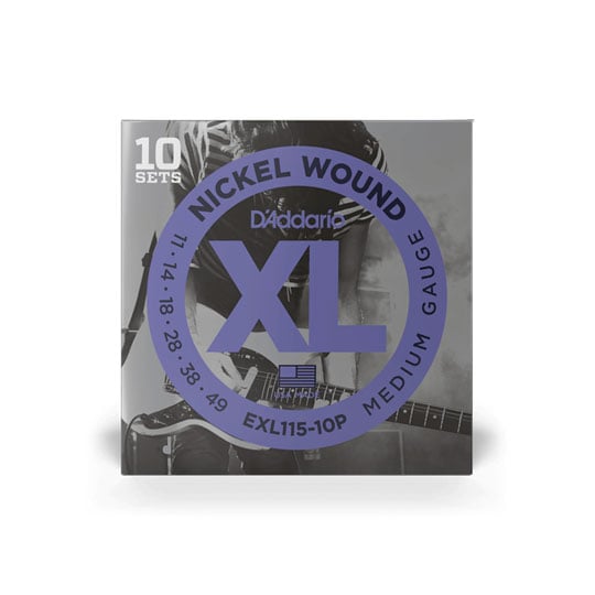 D'Addario EXL115-10P Nickel Wound Electric Guitar Strings, Medium/Blues-Jazz Rock, 11-49, 10 Sets D'Addario EXL115-10P Nickel Wound Electric Guitar Strings, Medium/Blues-Jazz Rock, 11-49, 10 Sets