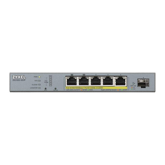 Zyxel 5-Port GS1350-6HP Smart Managed PoE Gigabit Switch with GbE Uplink