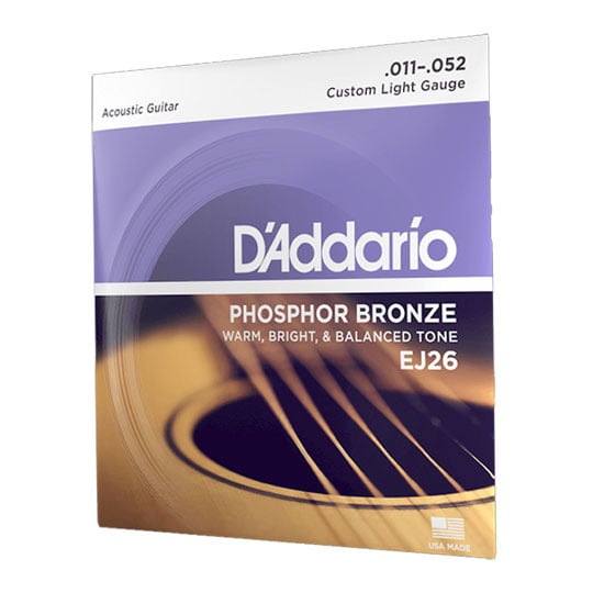 D'Addario EJ26 Phosphor Bronze Acoustic Guitar Strings, Custom Light, 11-52