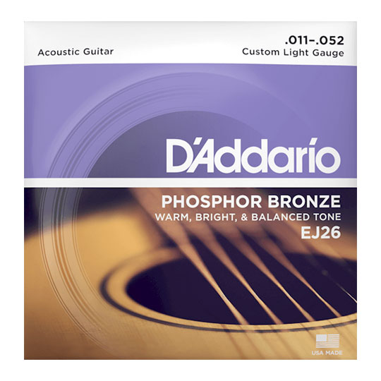 D'Addario EJ26 Phosphor Bronze Acoustic Guitar Strings, Custom Light, 11-52 : image 3