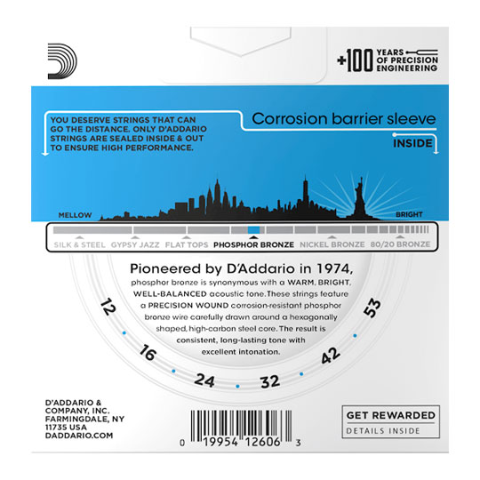 D'Addario EJ16-3D 12-53 Light Acoustic Guitar Strings 3-Pack : image 3