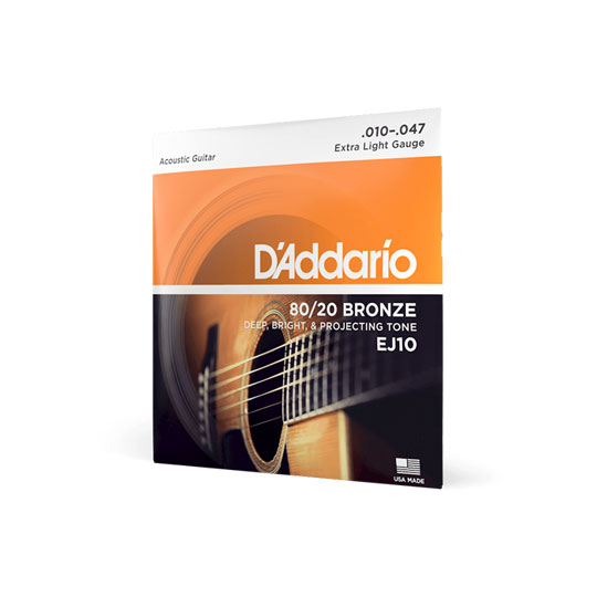 D'Addario EJ10 Bronze Acoustic Guitar Strings, Extra Light, 10-47