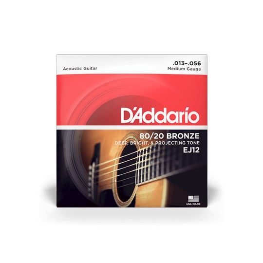 D'Addario EJ12 80/12 Bronze Acoustic Guitar Strings, Medium, 13-56 D'Addario EJ12 80/12 Bronze Acoustic Guitar Strings, Medium, 13-56