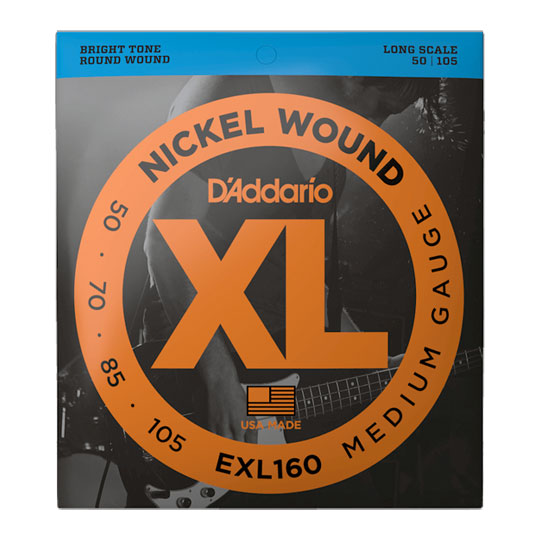 D'Addario EXL160 Nickel Wound Bass Guitar Strings, Medium, 50-105, Long Scale