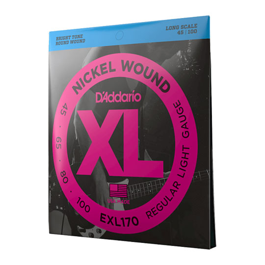 D'Addario EXL170 Nickel Wound Bass Guitar Strings, Light, 45-100, Long Scale