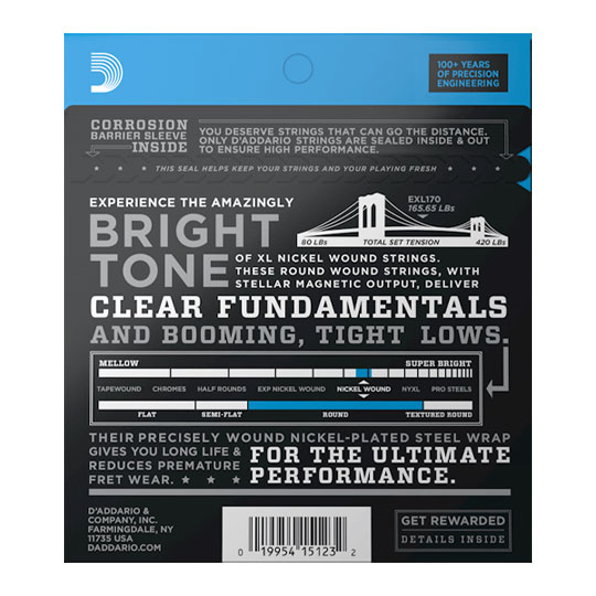 D'Addario EXL170 Nickel Wound Bass Guitar Strings, Light, 45-100, Long Scale : image 2
