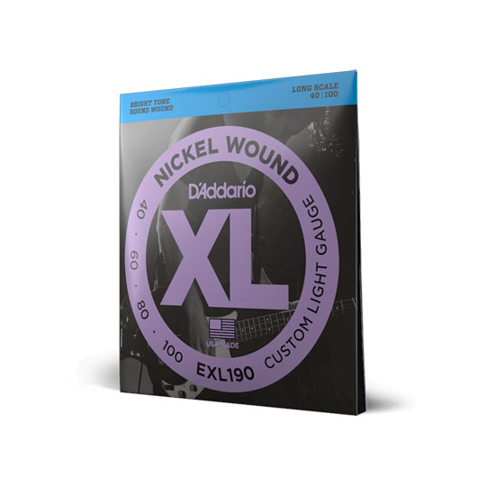 D'Addario EXL190 Nickel Wound Bass Guitar Strings, Custom Light, 40-100, Long Scale