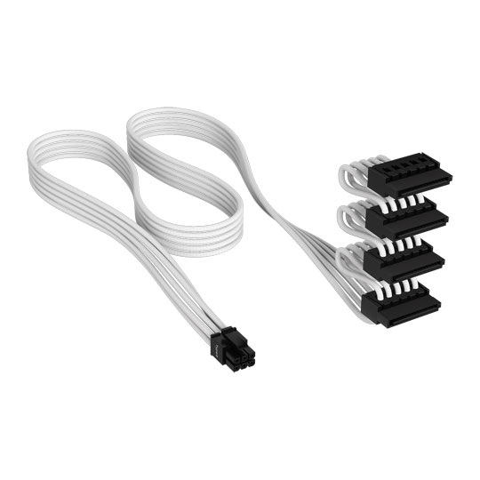 Corsair Premium White Individually Sleeved Serial ATA (SATA) Type-5 PSU Cable : image 2