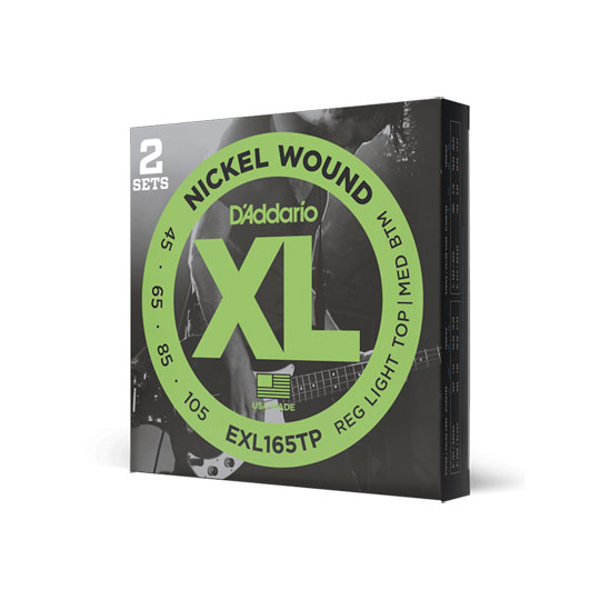 D'Addario EXL165TP Nickel Wound Bass Guitar Strings, Custom Light, 45-105, 2 Sets, Long Scale