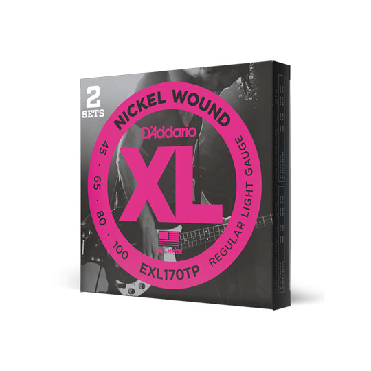 D'Addario EXL170TP Nickel Wound Bass Guitar Strings, Light, 45-100, 2 Sets, Long Scale