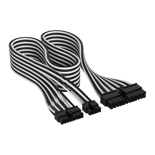 Corsair Premium Black/White Individually Sleeved 24-Pin Type-5 ATX PSU Cable